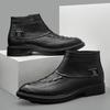 Chelsea boots, men's genuine leather high-top leather shoes, new winter fleece, thickened and warm Martin boots, business leather boots