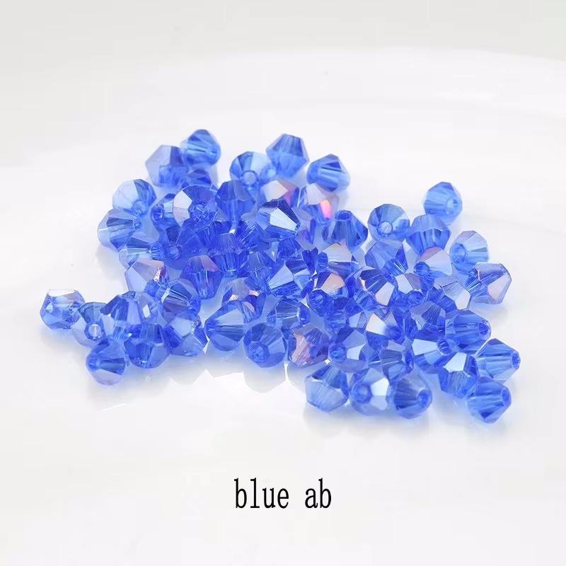 4mm Crystal Bicone Beads 100PCS Faceted Glass Beads Rainbow Loose Craft Beads for Bracelet Necklace Earring Keychain Making DIY