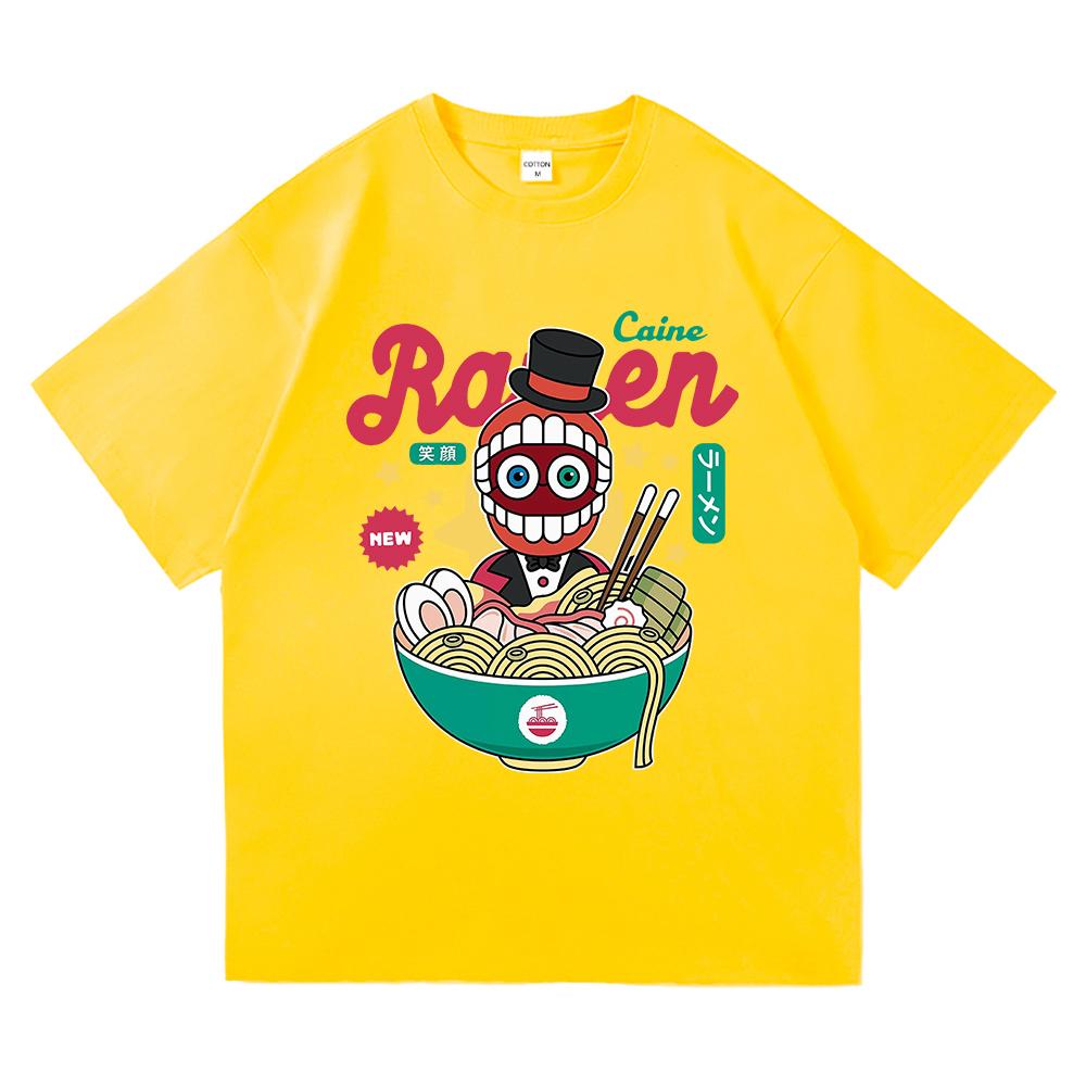 

Футболка Amazing Digital Circus Jax Ramen, модная мужская, забавная, футболка Caine Pomni, унисекс, милая, кролик, лапша, хлопковые футболки, рубашки 4XL
