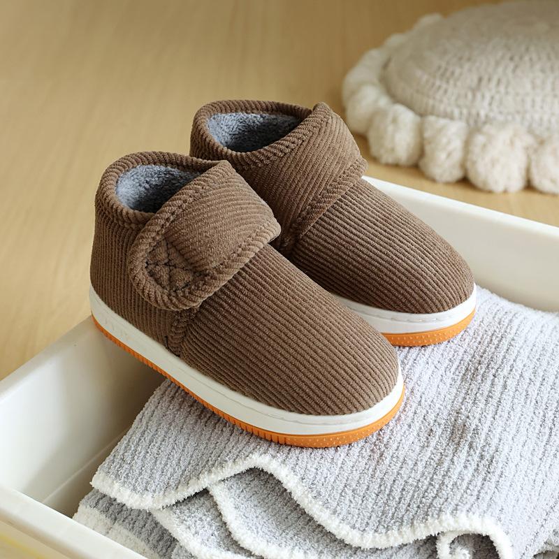 Winter children's cotton slippers bag heel thick-soled non-slip Velcro cotton shoes middle children older children student shoes indoor and outdoor co