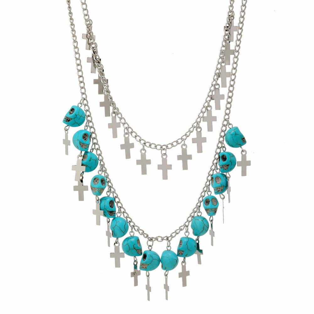 Cross Skull Halloween Jewelry Electroplated Alloy Pendant For Accessory Costume