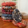 Ethnic Fabric Thickened Round Cotton Linen Cushion for Bay Window, Tatami, Prayer, Teahouse, or Yoga.