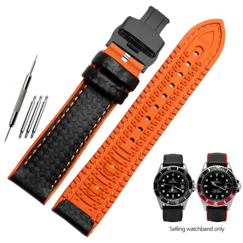 Silikonowy Pasek z Włókna Węglowego Wodoodporny Pasek do Zegarka dla Omega Speed Master Gumowy Zamiennik Męska Bransoleta Pasek 18mm 20mm 22mm 24mm