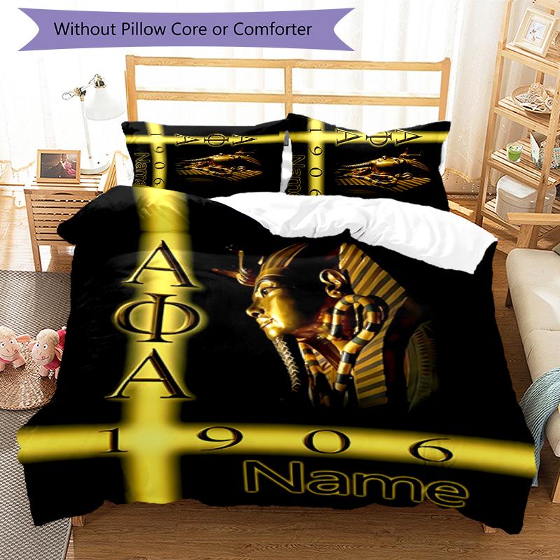 3pcs Custom Name Alpha Phi Alpha Bedding Set Duvet Cover Closure Includes 1 Duvet Cover & 2 Pillowcases for All Seasons Bedroom Decor