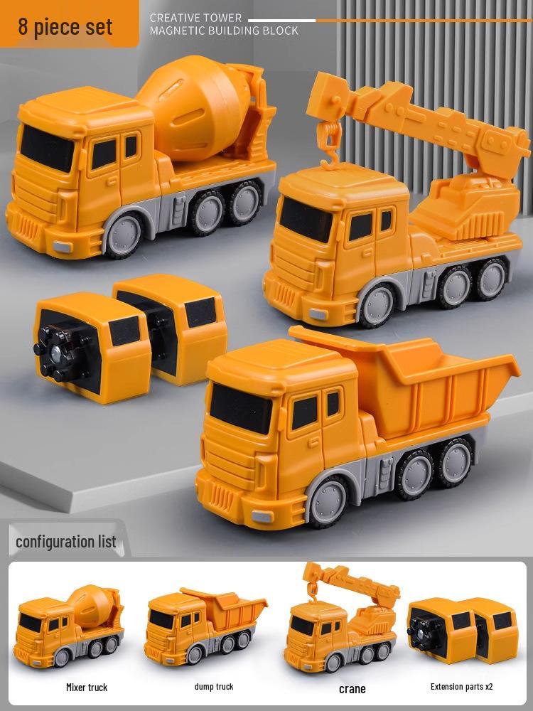 Children s Magnetic Building Blocks Toy - Educational Construction Vehicles and Transforming Robot Puzzle Gift