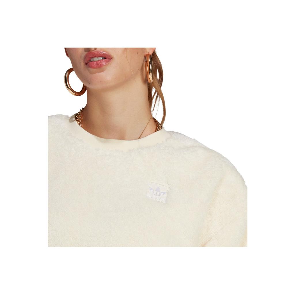 Adidas Originals Solid Logo Embroidered Crewneck Sweatshirt Women Sweatshirt White IC2259