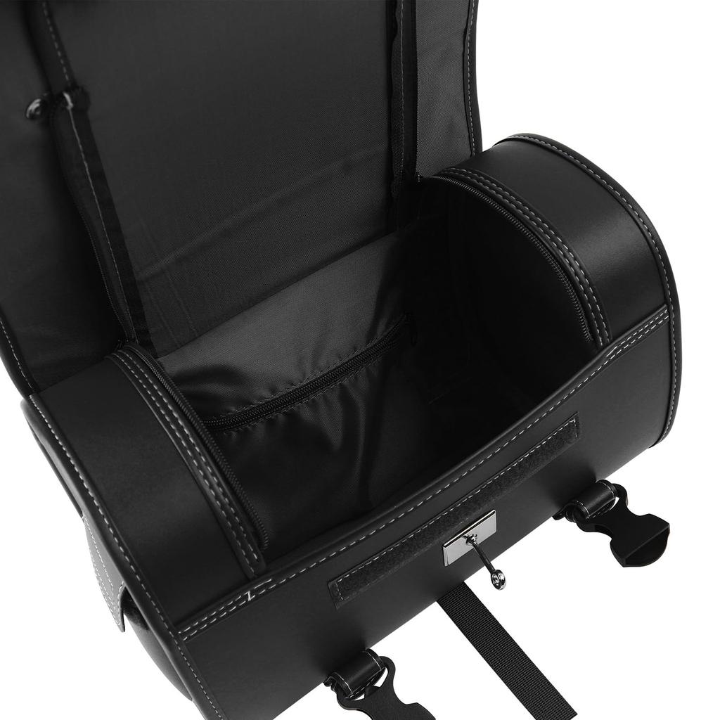 Baohatsu Motorcycle Seat Large Capacity Side PU Leather Luggage Bag for Small Items and Perfect for and Black Bag, Bag, Tools, Touring, Commuting,