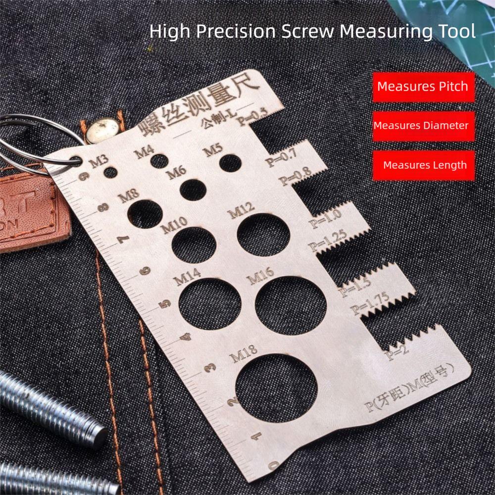 Space Saving Thread Checker 304 Stainless Steel Gauge Ruler Screw Measurement Ruler  Home Use