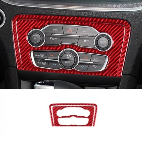 2x Red Carbon Fiber Car Center Console Button Panel Cover For Charger 2015-