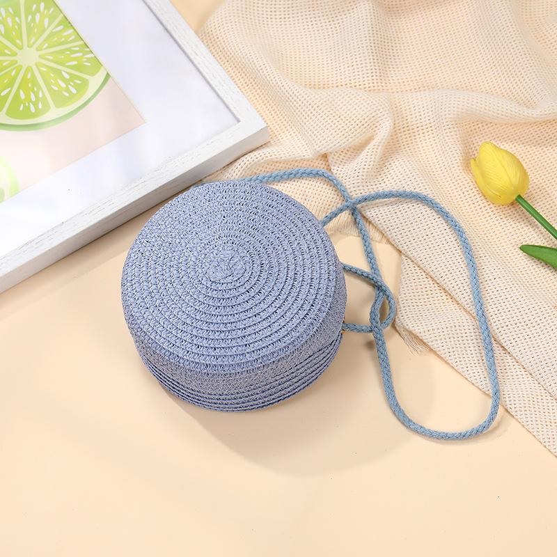 Children's bags Girls messenger bags New summer woven straw bags Seaside vacation girls round shoulder bag