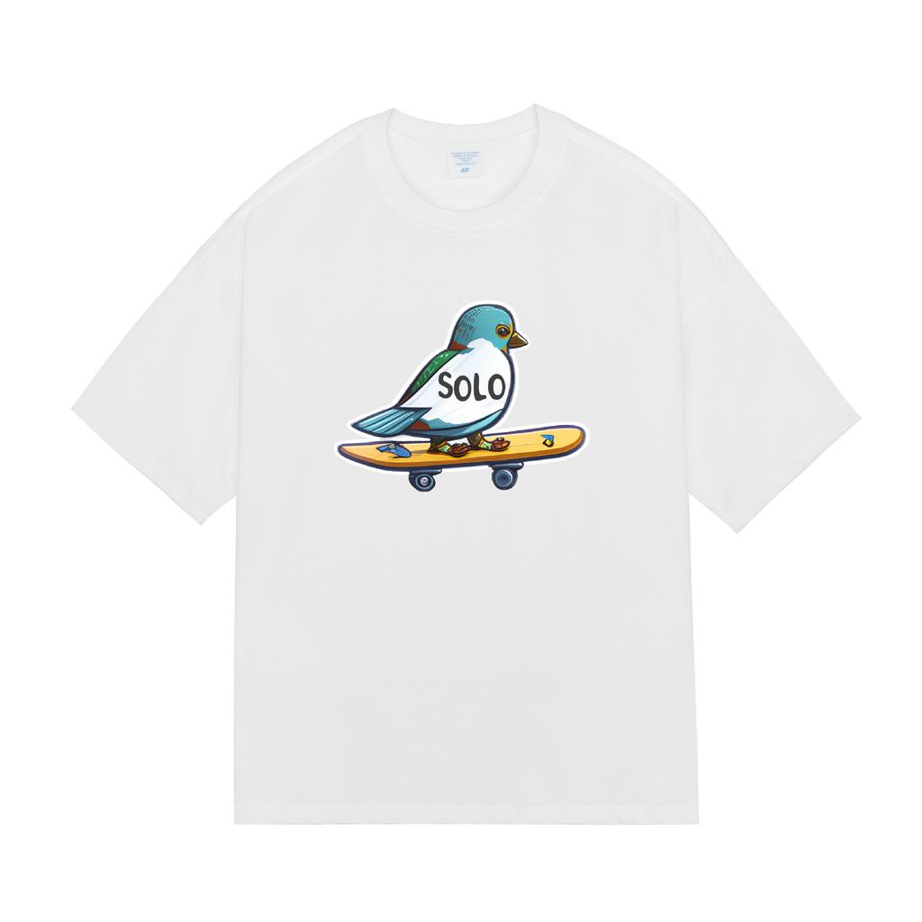 Camiseta masculina retrô de desenho animado com skate e manga curta, estilo masculino e feminino, blusa solta de meia manga