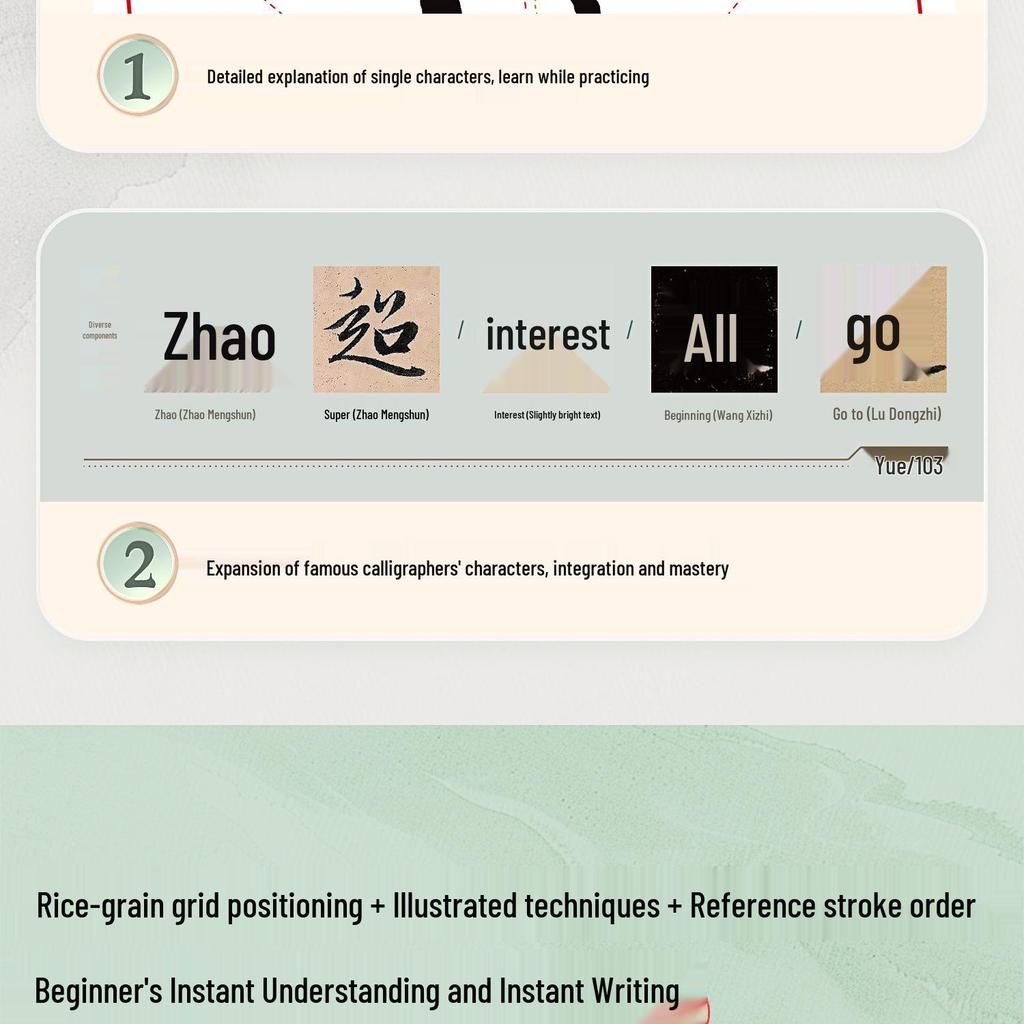 Zhao Mengfu Running Script Beginner's Calligraphy Cards with Video Tutorial