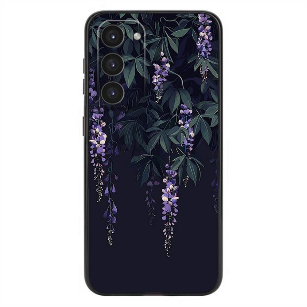 Luxury Flower Plants Fashio Phone Case For Samsung Galaxy A20,21s,22,31,32,52,53,72,73,80,91 Soft Silicone Black Cover