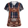 Women's V Neck Short Sleeve Work Shirt with Pockets Oktoberfest Print Top for Healthcare and Service Uniforms Lightweight Comfortable Fit