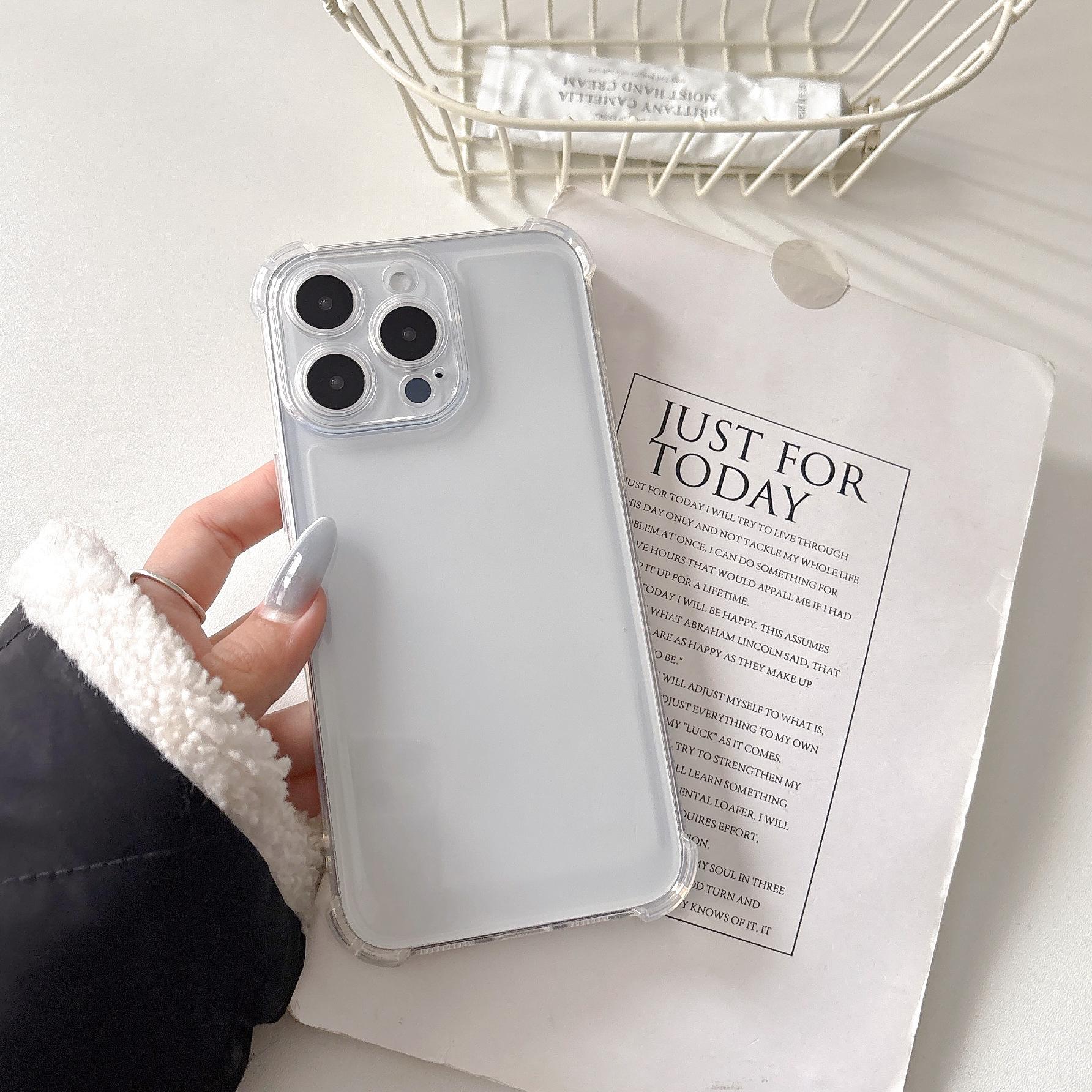 

High-end Sense for IPhone16 Four-corner Airbag Anti-fall Phone Case for Apple 15Promax Transparent Holes For iPhone11Promax