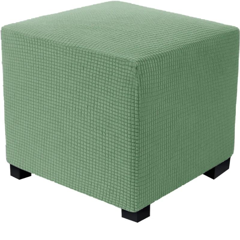 Square Ottoman Cover Polar Fleece Elastic Footstool Slipcover Furniture Protector For Home Pouf