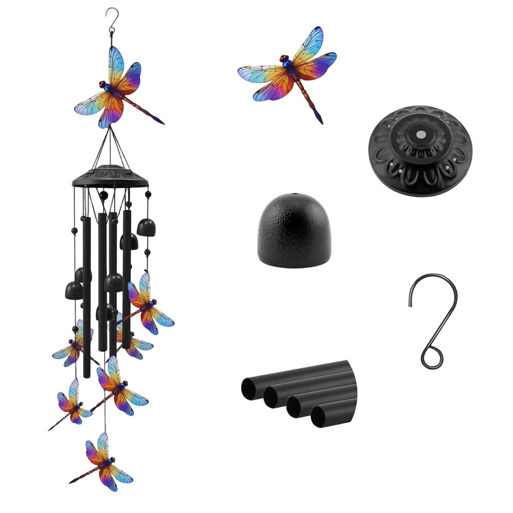 Metal Wind Chime with Painted Bird Ornaments Hanging Outdoor Indoor Decoration for Garden Patio Balcony Home Gift