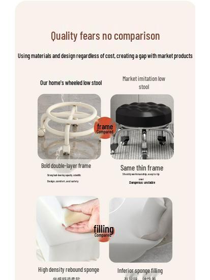 BOGO: Universal Wheel Small Stool - Mobile Seat with Casters for Kids and Home Use