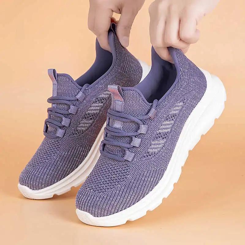 Fashion Without Heels Perforated Shoes Women Plus Size 45 46 Woven Sneakers Size 46 Luxury Sport Seasonal Teniss Best Selling