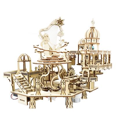 Neuestes 3D Holzpuzzle Mystery Island Spieluhr mit Licht DIY Bausatz für Erwachsene Kinder, Valentinstagsgeschenke
