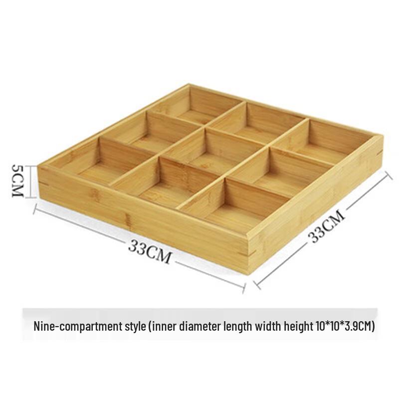 FATTBAO Bamboo Wood Nine-Grid Divided Hotpot Platter
