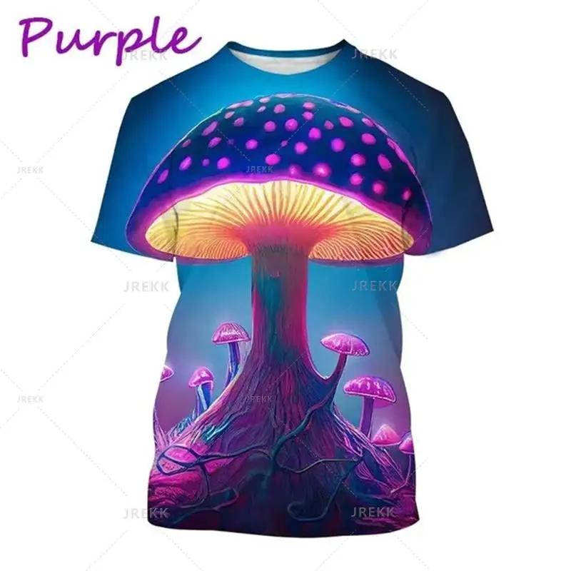 Mushroom 3D Printed T Shirt Plant Pattern Round Neck Short Sleeve Forest Fashion Casual Unisex Tops Tshirt High Quality T Shirt