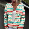 Women's Fashion Christmas Print Long Sleeve Knitted Cardigan Button Jacket