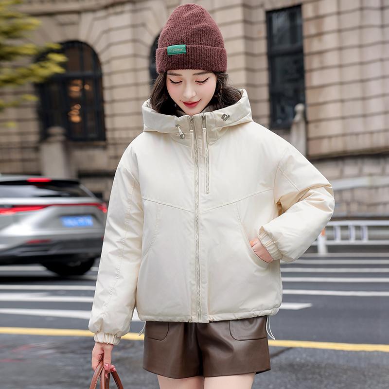 

Autumn Winter Thicken Warm Parka Women Casual Sweety Solid Color Big Pocket Loose Hooded Coat Jackets Outwear M бежевый