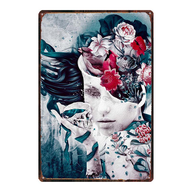 YZFQ  Sugar Skull Plaque Metal Vintage Horror Tin Sign  Wall  Bar Restaurant Home Art Cinema Tattoo Shop Decor Poster DU-7291B