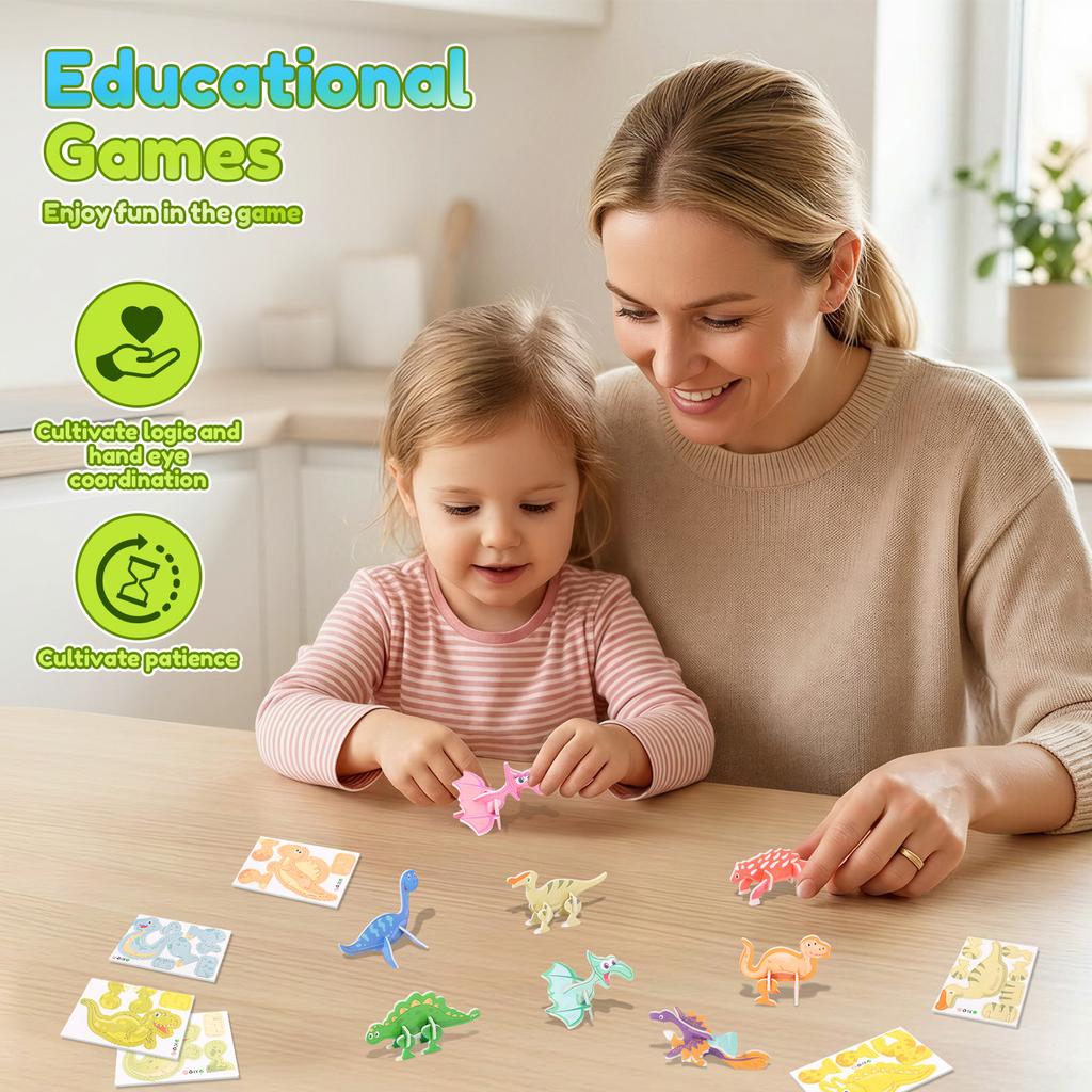 3D Jigsaw Puzzles Kids Animal/Dinosaur Educational Toys DIY Cardboard Puzzles Paper Puzzle Cartoon Model Toy Children's Day Gift