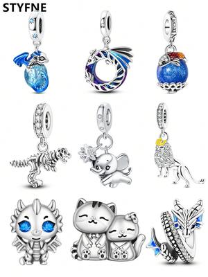 Charms Plata Dinosaur Catbeads For Charmsoriginales Bracelet Beads Jewellery Making Women'S Gift