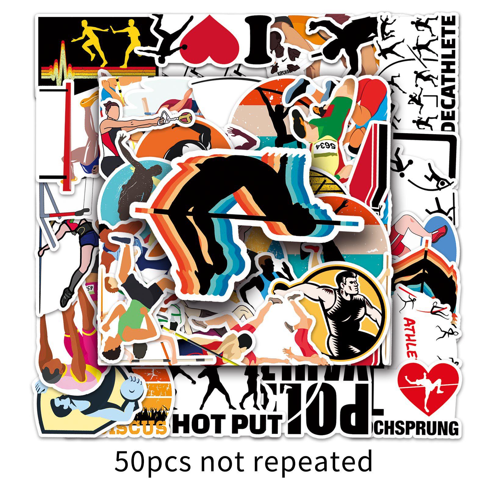 50 Sports-Themed Graffiti Stickers: Waterproof, Trendy Decor for Motorcycle, Notebook, or Tablet.