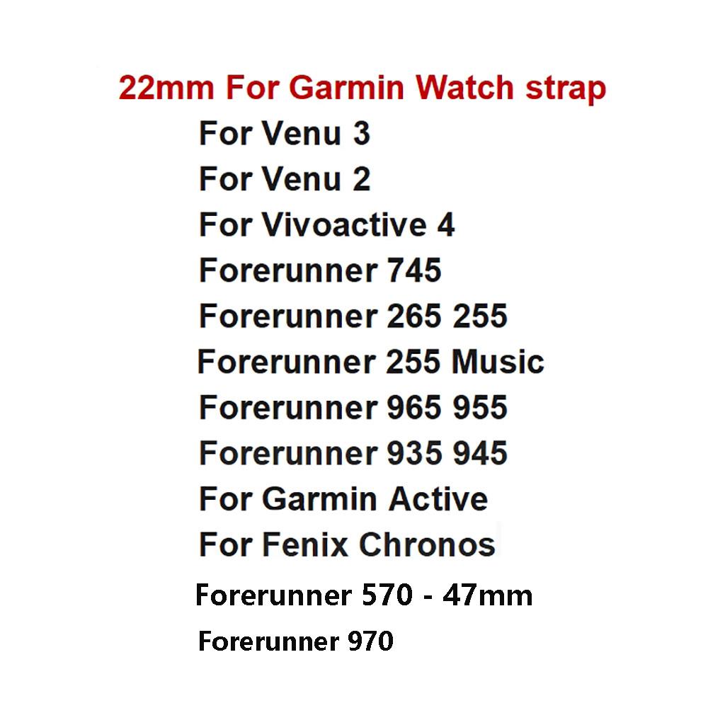 22mm silicone Smart Watch Watchband For Garmin Active Venu 3/2 Watch Strap Forerunner 970 965 955 570-47mm Replacement Bracelet