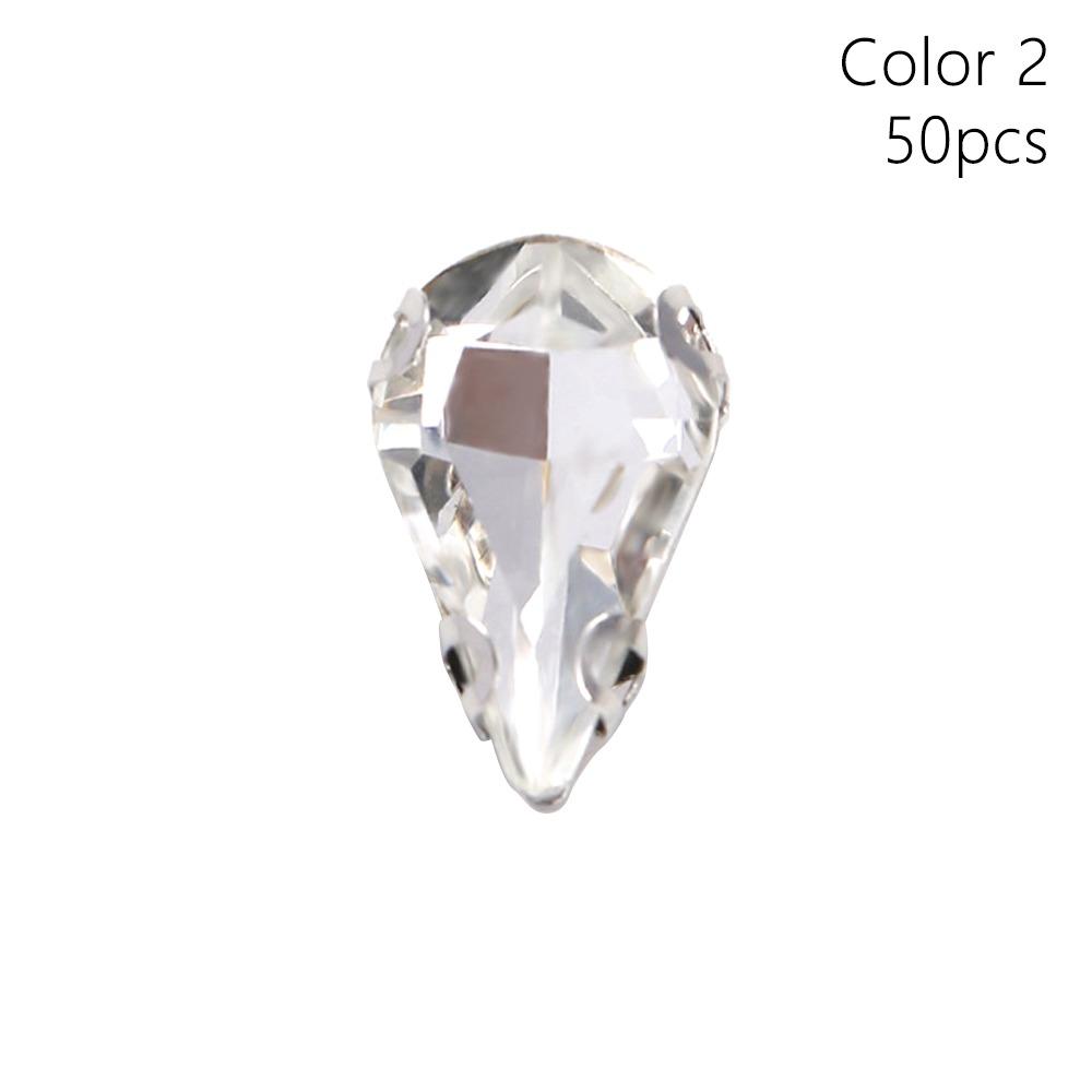 50 Stück/Packung Aufnähbar Glitzer Näh Strasssteine Wassertropfenform Diamant Perlen Verzierung Für Handarbeiten