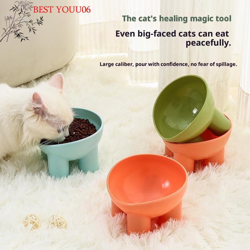 (YOUU06)Elevated Cat Bowl With Stand Durable Plastic Pet Food Water Dish Sleek Modern Neck-Friendly Feeding For Cat Dog