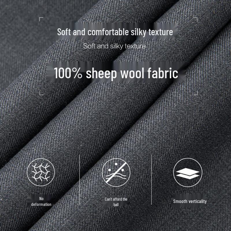 Pai Luomeng Men's 100% Wool Adjustable Waist Suit Trousers