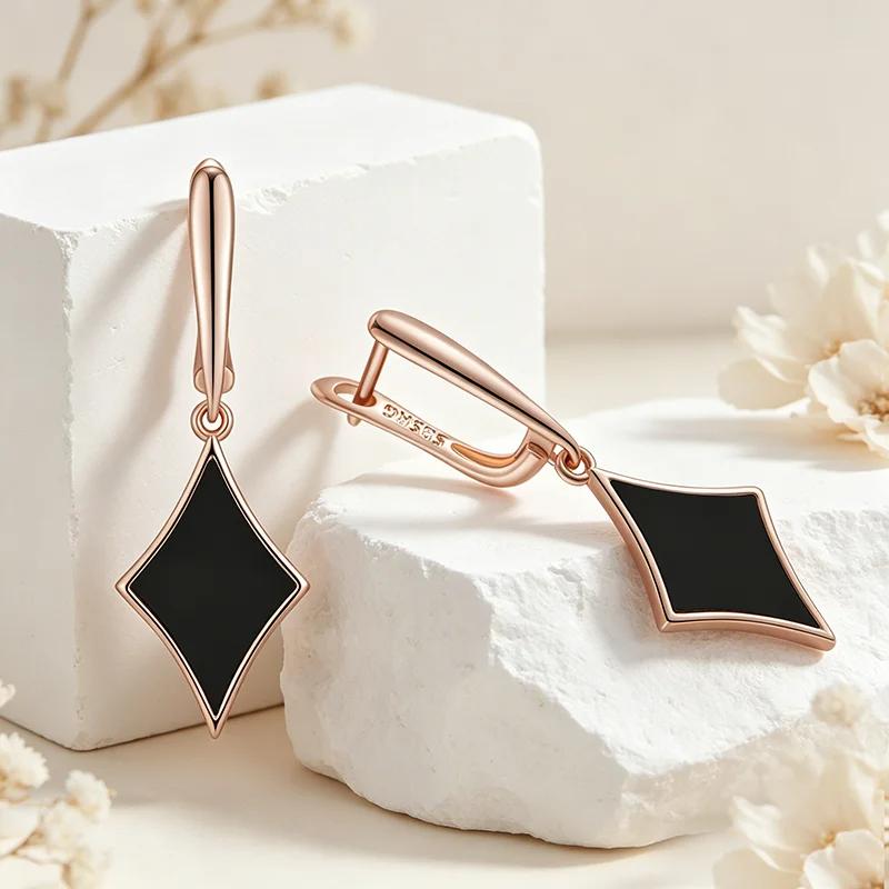 Black Dangle Earrings for Women Fashion Golden Accessories Everyday Jewelry
