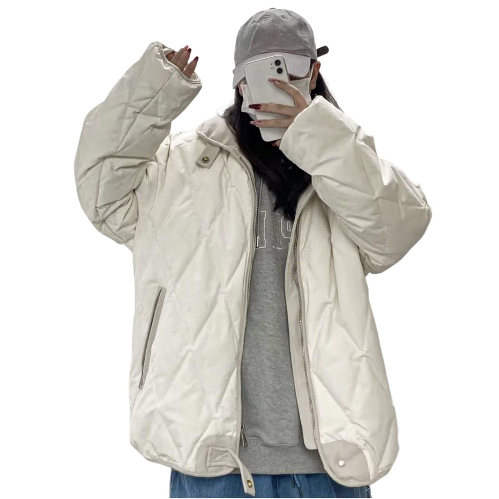 

Kayiyasu Quilted Down Jacket for Warmth and Cold Loose and Casual Wear for and Women s Short-Length Protection, Lightweight, Fit, Commuting, School, бежевый