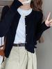 Women's Gray Knit Cardigan - High-End Wool, Long Sleeve, Waist-Cinched, Early Autumn Outerwear.