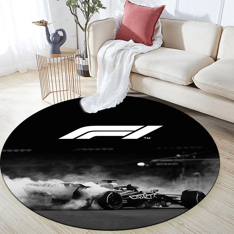Racing car pattern round rug,Carpet Rug for Living Room Bedroom Playroom ,Non-slip Floor Mat,Holiday Gifts and Birthday Gifts.