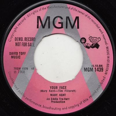 7-Zoll-Schallplatte MARY KENT - Your Face MGM1439PROMO MGM Records 1968 UK Pop Gebraucht
