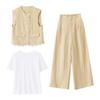 Summer 2025 Women's Age-Defying Three-Piece Set: Stylish Vest, Base Shirt, Wide-Leg Pants - RX9228