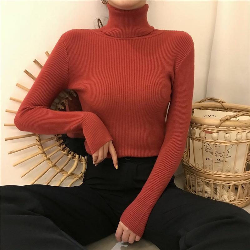 Autumn and Winter Solid Color Basic Versatile Turtleneck Thickened Long-sleeved Classic Slim-fitting and Thin Knitted Sweater