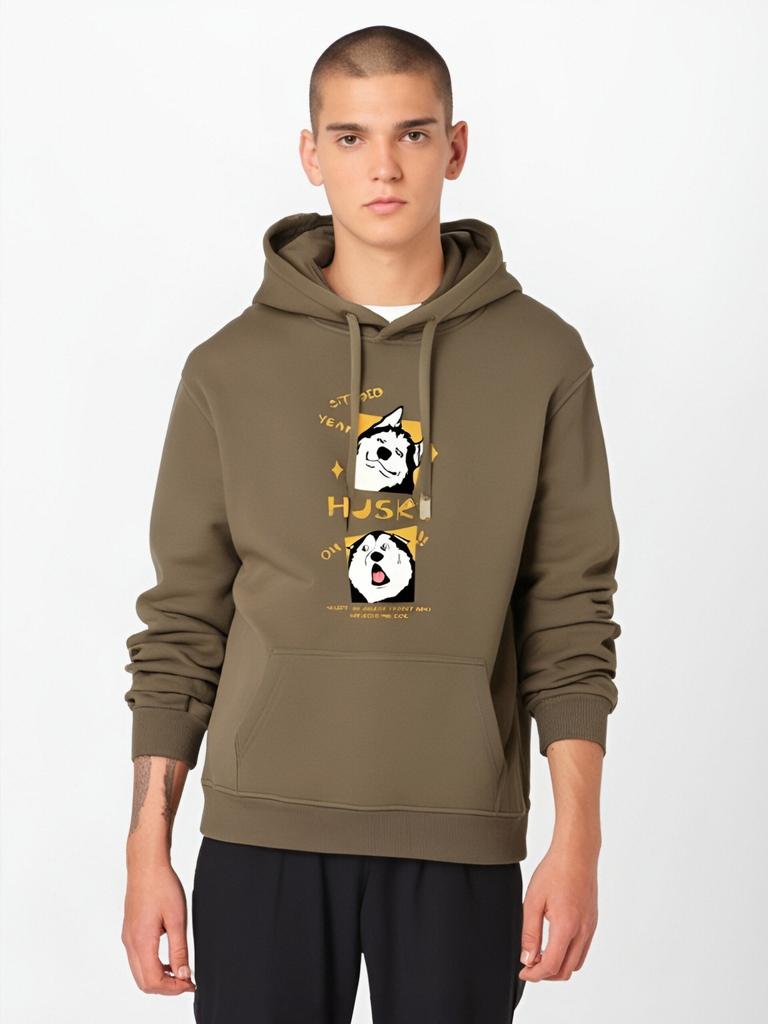 Cute Dog Pattern Mens Hooded Hoodie Sportshirt Plus Size Boys Pullovers M-5XL