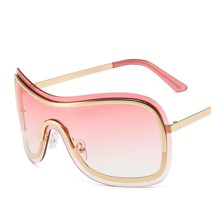 

Oversized Y2K Rimless Shield Sunglasses One Piece Lens UV400 Windproof Big Sun Glasses for Women Men Unique Shades as picture