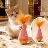 [Wobble Cat Toy]1pc Wobble Cat Toy with Vibrant Artificial Feathers/Twisted - Moving & Wobbling Action, Interactive Self-Play for Cats, Durable Nylon