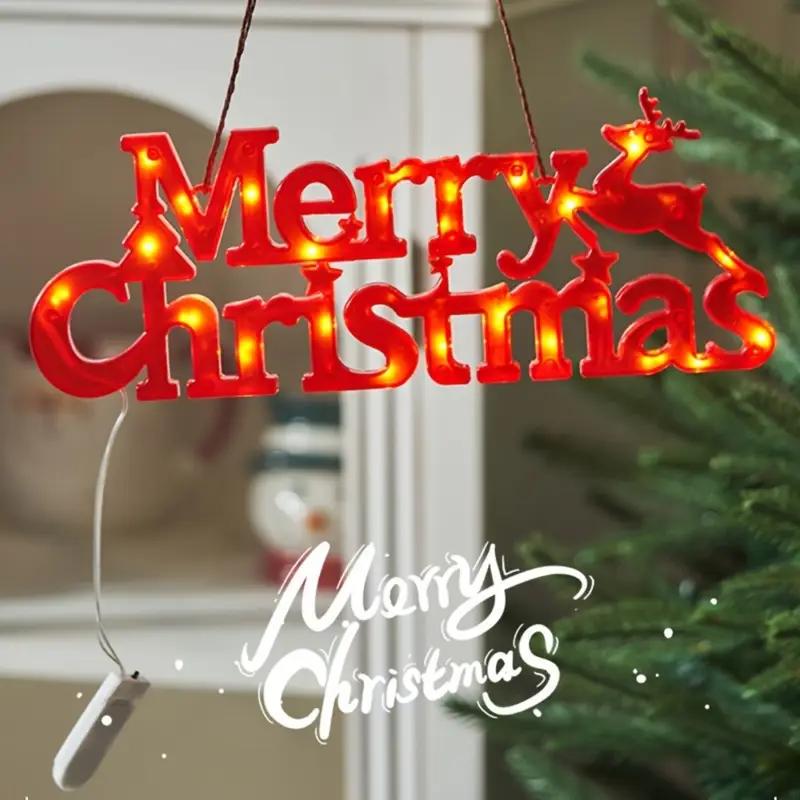 LED 3D Merry Christmas Letter Marquee Light Standing Tabletop Sign Festive Holiday Party Home Decoration Ornament Decor