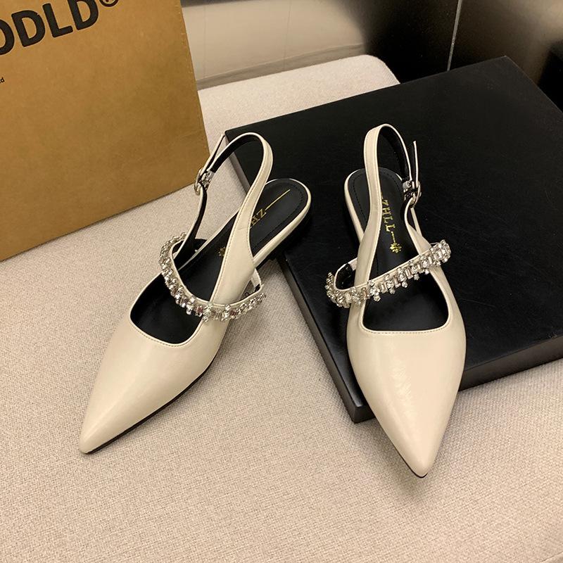 

Fashion Baotou Sandals for Womens Summer New Flat Bottomed Rhinestone Women s Sandals Wide and Chubby Feet Plus Size Women s Shoes 35 абрикосовый