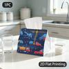1pc Tissue Box, Cartoon Style Construction Vehicles Playful Pattern, 2D Flat Printing, Lightweight, Folds Flat, Tissue Bag, for Office Use, 2D Flat