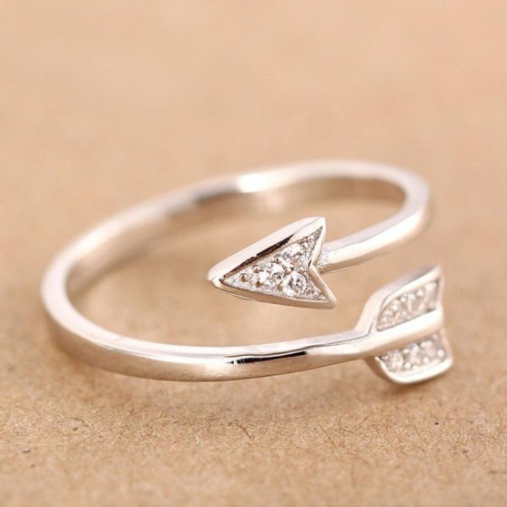 Trendy Open Toe Ring Arrow Heart Design S925 Silver Plated Adjustable Finger Ring for Women серебряный